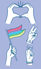 Expressive Hands Showing Pride Symbols and Gestures