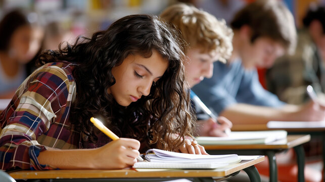 Students Taking Test in Classroom
