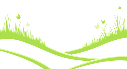 Butterflies fly over the spring grass. Nature background. Spring. Summer. on transparent without shadow. PNG