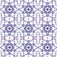 Patrón sin costuras efecto acuarela caidoscopio. Estampado. Textura. Fondo. Repetición infinita. Vintage. Colores fríos