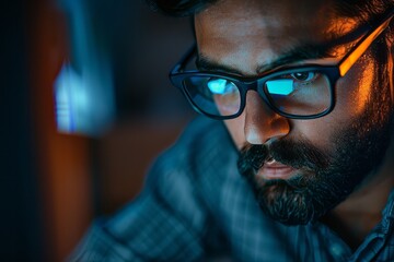 Obraz premium Close-Up Portrait Software Engineer Generative AI