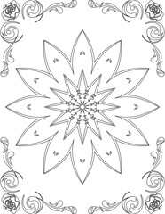 Printable Mandala Coloring Page for Adults. Educational Resources for School for Kids. Adults Coloring Book. Mandala Coloring Activity Worksheet.