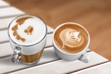 Warm tasty Latte coffee with Milk and Spices