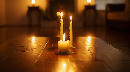 The solemn atmosphere of Yom Kippur reflected in a candlelit room