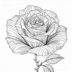 Sketch of rose. A black and white drawing of a rose design