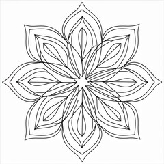 Abstract floral design. A black and white drawing of a flower design