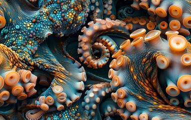 Immerse in a coral reef teeming with shimmering illusions, an octopus morphs into emotions, captured from a dizzying overhead angle