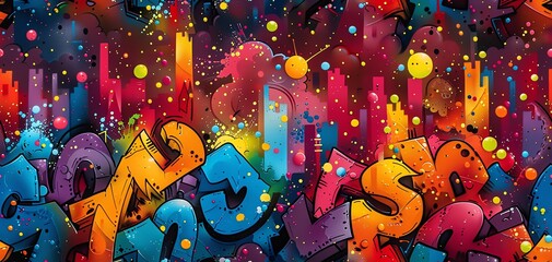 Obraz premium Capture the essence of urban exploration with a unique rear view perspective, revealing hidden street art in vibrant watercolors