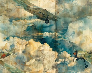 Immerse the viewer in a surreal fusion of aviation milestones and unconventional camera angles Create a visually striking piece that challenges perspective