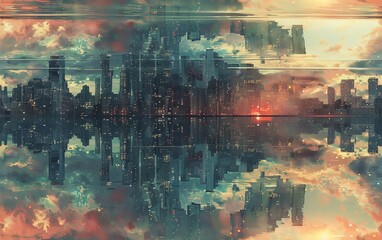 Transform a side view of a dystopian world into a surreal masterpiece Utilize unexpected camera angles to showcase a desolate urban landscape merging with dreamlike elements Infuse