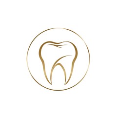 Elegant Golden Tooth Logo Design Encased in a Circular Frame, Perfect for Luxury Dental Practices and High-End Oral Care Brands