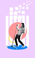 Fototapeta premium Creative collage of dancing man celebrate holiday