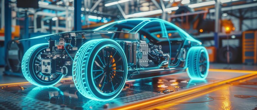 A focused image of an advanced electric vehicle s powertrain system