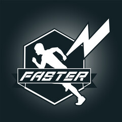 Runner Sprint art logo vector graphic illustration, sticker badge design
