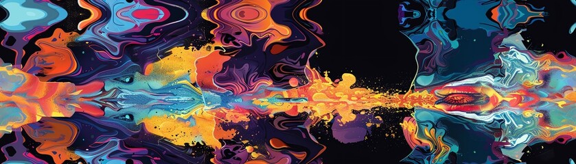 Delve into the depths of the subconscious through a digital piece featuring a person gazing into a mirror