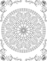 Printable Mandala Coloring Page for Adults. Educational Resources for School for Kids. Adults Coloring Book. Mandala Coloring Activity Worksheet.