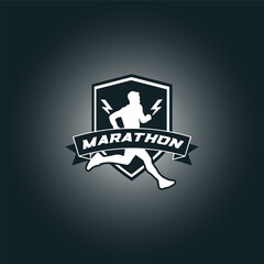 Obraz premium Runner frame art logo vector graphic illustration, sticker badge