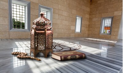 Holy beautiful muslim or arab mosque interior, religion concept