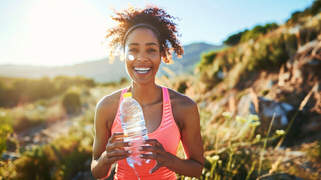 Woman Holding a Bottle of Water