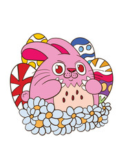 rabbit doodle cute animal illustration for sukajan is mean japan traditional cloth