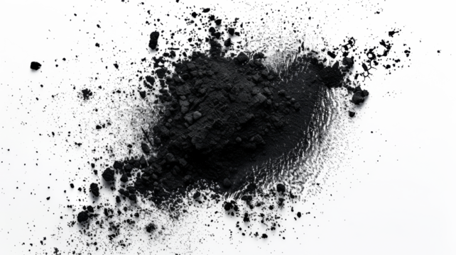 black paint splatter isolated on transparent background