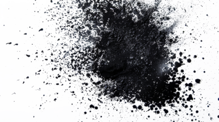 black paint splatter isolated on transparent background