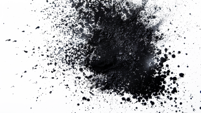 black paint splatter isolated on transparent background