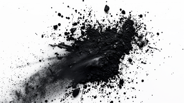 black paint splatter isolated on transparent background