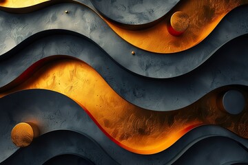 Immerse yourself in elegance with an abstract background featuring sleek black and gold shapes