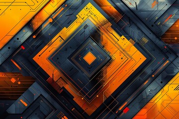 Immerse yourself in tech elegance with an abstract cyber geometric design showcasing a...