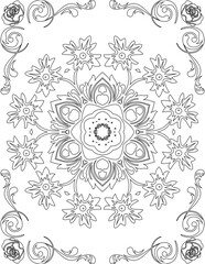 Printable Mandala Coloring Page for Adults. Educational Resources for School for Kids. Adults Coloring Book. Mandala Coloring Activity Worksheet.
