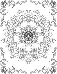 Printable Mandala Coloring Page for Adults. Educational Resources for School for Kids. Adults Coloring Book. Mandala Coloring Activity Worksheet.