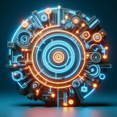 Obraz premium 3D Neon light icon, design in blurry background.