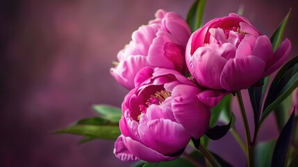 Obraz premium Breathtaking Close-Up of Vibrant Magenta Peony Flowers in Full Bloom, Perfect for Backgrounds, Wallpapers, and Floral Designs