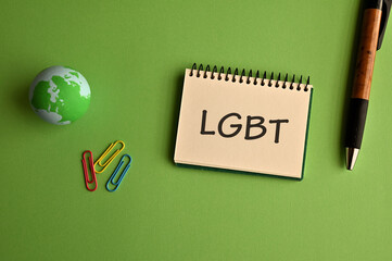 There is notebook with the word LGBT. It is an abbreviation for Lesbian, Gay, Bisexual, Transgender...