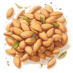 A Bunch of Fresh Almond Nuts for Snacking or Cooking - Food Stock Image