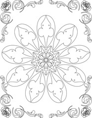 Printable Mandala Coloring Page for Adults. Educational Resources for School for Kids. Adults Coloring Book. Mandala Coloring Activity Worksheet.