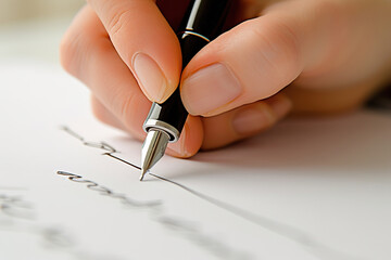 Businesswoman Handwriting a Document. Woman hand writing on paper