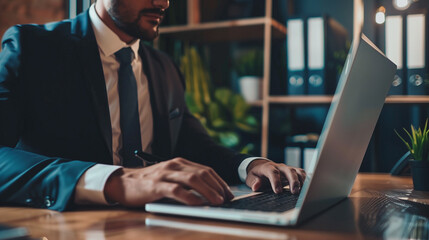 Business Man Working on Laptop