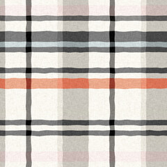 Woven tartan in spring color cloth plaid background pattern. Traditional checkered home decor linen cloth texture effect. Seamless soft furnishing fabric. Variegated melange weave all over print.