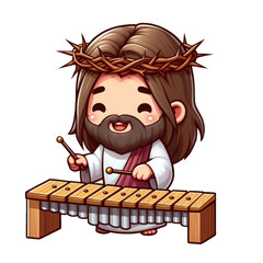 Fototapeta premium Jesus play xylophone
