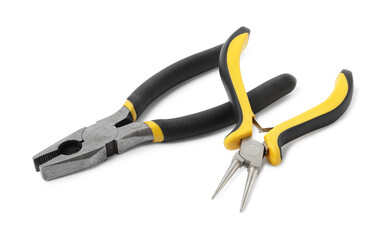 Obraz premium Different pliers isolated on white. Construction tool