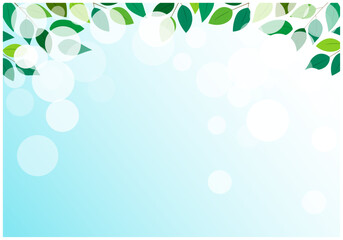 緑の葉っぱ美しい新緑フレーム背景16水色