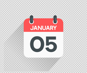 January 5 Calendar icon vector illustration Blank background