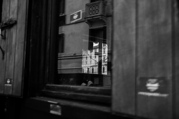 black and white window