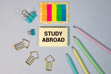 Study Abroad; Wooden blocks with STUDY ABROAD text
