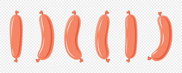 Flat Vector Sausage Icon Set. Cartoon Sausage Icon, Isolated