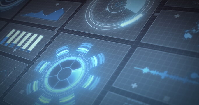 Image of scope scanning and data processing over screens and grid