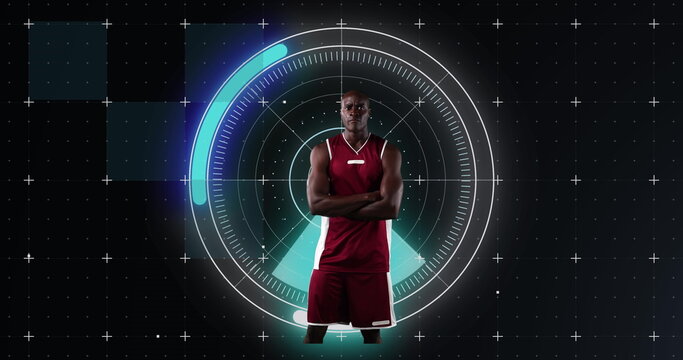 Image of digital interface over basketball player - Powered by Adobe