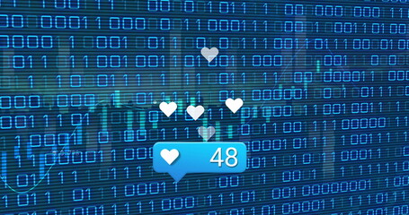 Image of social media icons over data processing